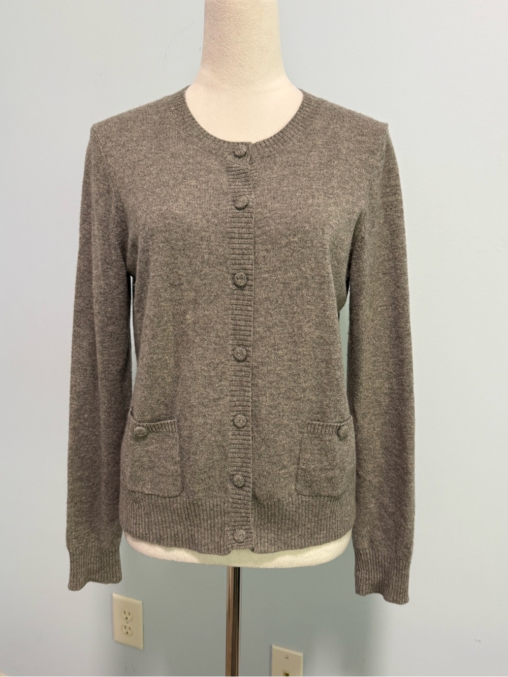 Jones New York Collection 100% Cashmere Gray Cardigan Sweater Size L